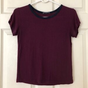 Brandy Melville Striped T-Shirt Burgundy & Navy